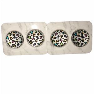 Leopard Print Stud Earrings Colorful - Rainbow - 5 pairs